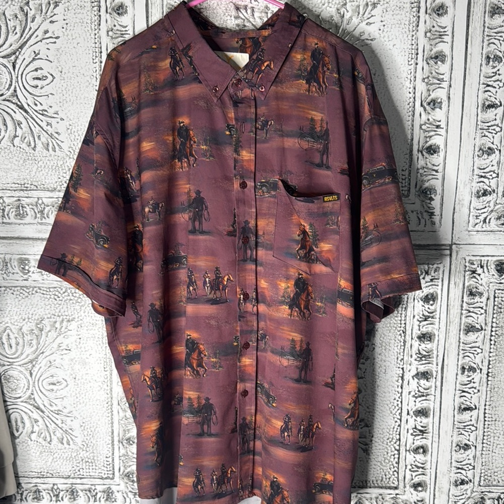 RSVLTS Brown Casual Button Down Shirt with Outdoor Print